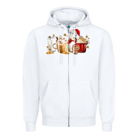 White Christmas Milk and Cookie Latte Coffee Cups Zipper Hoodie - MaliasSmallBusiness