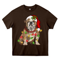 Chocolate Brown Christmas english bulldog Heavy Core Tee - BarkalooDesign