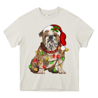 Cream Christmas english bulldog Heavy Core Tee - BarkalooDesign
