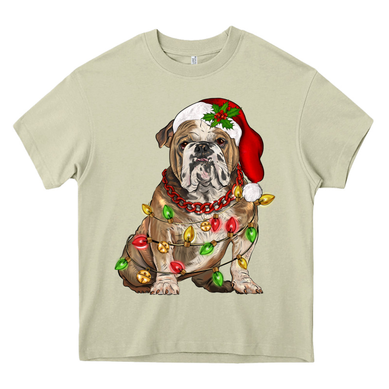 Christmas English Bulldog Heavy Core Tee by BarkalooDesign | Teevron