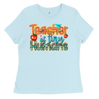 Baby Blue teacher of tiny humans Ladies Tee - texasbilliewilder