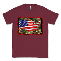 Burgundy distressed american flag Classic Tee - BarkalooDesign