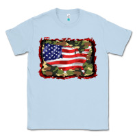 Dusty Blue distressed american flag Classic Tee - BarkalooDesign