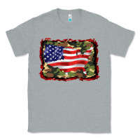 Heather Grey distressed american flag Classic Tee - BarkalooDesign
