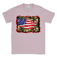 Lilac distressed american flag Classic Tee - BarkalooDesign