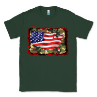 Sports Green distressed american flag Classic Tee - BarkalooDesign