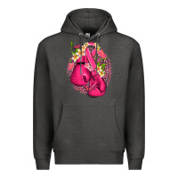 Charcoal Heather cancer boxing gloves with ribbon Premium Hoodie - NancyCooperArtShop