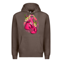 Coffee cancer boxing gloves with ribbon Premium Hoodie - NancyCooperArtShop