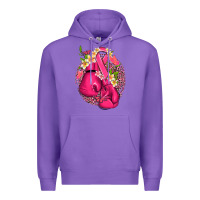 Purple cancer boxing gloves with ribbon Premium Hoodie - NancyCooperArtShop
