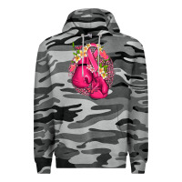 Slate Camo cancer boxing gloves with ribbon Premium Hoodie - NancyCooperArtShop