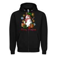 Black Snowman Merry Christmas Zipper Hoodie - NancyCooperArtShop