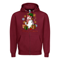 Burgundy Snowman Merry Christmas Zipper Hoodie - NancyCooperArtShop