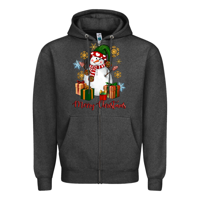 Snowman Merry Christmas Zipper Hoodie by NancyCooperArtShop | Teevron