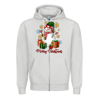 Dove Grey Snowman Merry Christmas Zipper Hoodie - NancyCooperArtShop