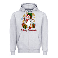 Heather Grey Snowman Merry Christmas Zipper Hoodie - NancyCooperArtShop