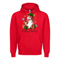 Red Snowman Merry Christmas Zipper Hoodie - NancyCooperArtShop