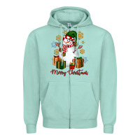 Seafoam Snowman Merry Christmas Zipper Hoodie - NancyCooperArtShop