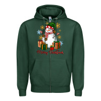Sports Green Snowman Merry Christmas Zipper Hoodie - NancyCooperArtShop