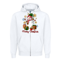 White Snowman Merry Christmas Zipper Hoodie - NancyCooperArtShop