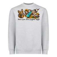 Heather Grey peace love longhorn heifer Heavyweight Sweatshirt - LillyAllenDesigns