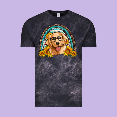Golden Retriever Rainbow Vintage Tee Designed By Artiststas