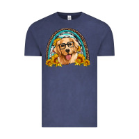 Vintage Denim golden retriever rainbow Vintage Tee - Artiststas