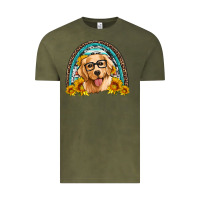 Vintage Olive golden retriever rainbow Vintage Tee - Artiststas