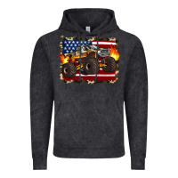 Vintage Black american flag monster truck Vintage Hoodie - Artiststas