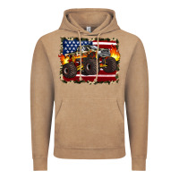 Vintage Coffee american flag monster truck Vintage Hoodie - Artiststas