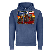 Vintage Denim american flag monster truck Vintage Hoodie - Artiststas