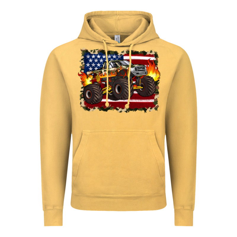 American Flag Monster Truck Vintage Hoodie by Artiststas | Teevron