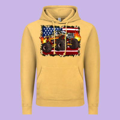 American Flag Monster Truck Vintage Hoodie Designed By Artiststas