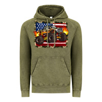 Vintage Olive american flag monster truck Vintage Hoodie - Artiststas
