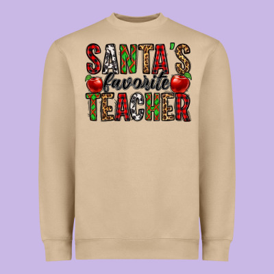 Santa's Favorite Teacher Heavyweight Sweatshirt Designed By Jasminsmagicworld