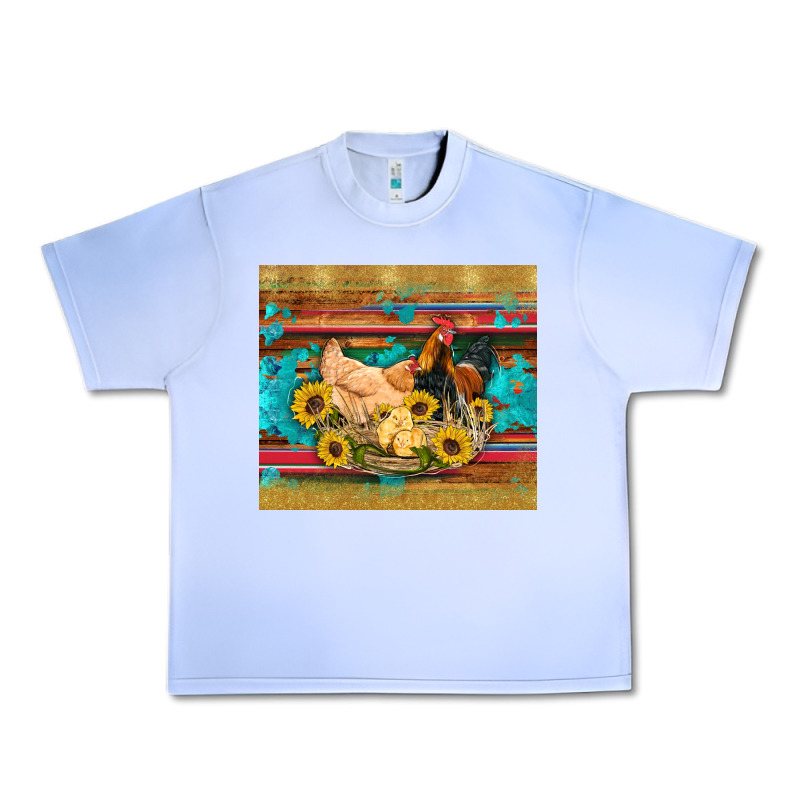 Western Coop Animals Farm Chicken Chick Rooster Sunflowers Wooden Sera Urban Heavy Tee by Artiststas | Teevron