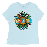 Baby Blue teacher sunflower tbw Ladies Tee - texasbilliewilder