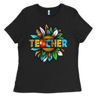 Black teacher sunflower tbw Ladies Tee - texasbilliewilder