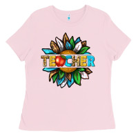 Bubblegum Pink teacher sunflower tbw Ladies Tee - texasbilliewilder
