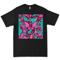 Black Pink Butterfly with Ribbon Cancer Premium Tee - texasbilliewilder