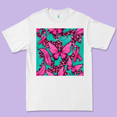 Pink Butterfly With Ribbon Cancer Premium Tee Designed By Texasbilliewilder