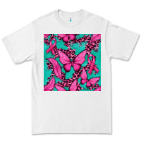 White Pink Butterfly with Ribbon Cancer Premium Tee - texasbilliewilder
