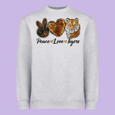 Peace Love Tigers Heavyweight Sweatshirt Designed By Lillyallendesigns