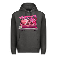 Charcoal Heather cancer truck back view Premium Hoodie - NancyCooperArtShop