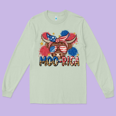 Moo Rica Long Sleeve Tee Designed By Maliassmallbusiness