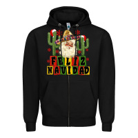 Black feliz navidad mexican santa Zipper Hoodie - MaliasSmallBusiness