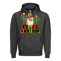 Charcoal Heather feliz navidad mexican santa Zipper Hoodie - MaliasSmallBusiness