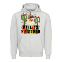 Dove Grey feliz navidad mexican santa Zipper Hoodie - MaliasSmallBusiness