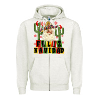 Oatmeal Heather feliz navidad mexican santa Zipper Hoodie - MaliasSmallBusiness