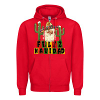 Red feliz navidad mexican santa Zipper Hoodie - MaliasSmallBusiness