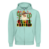 Seafoam feliz navidad mexican santa Zipper Hoodie - MaliasSmallBusiness
